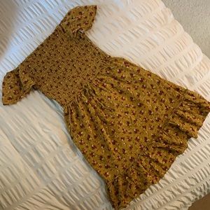Xhilaration Mustard Yellow Rose Off-Shoulder Dress